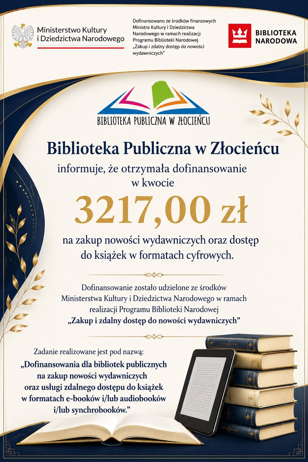 dofinansowanie biblioteka narodowa